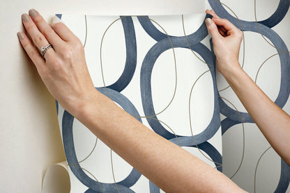 Simply Candice Interlock Peel & Stick Wallpaper - Navy Blue
