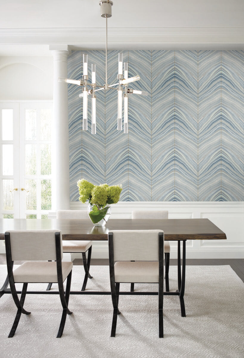 Simply Candice Onyx Strata Peel & Stick Wallpaper - Mist Blue