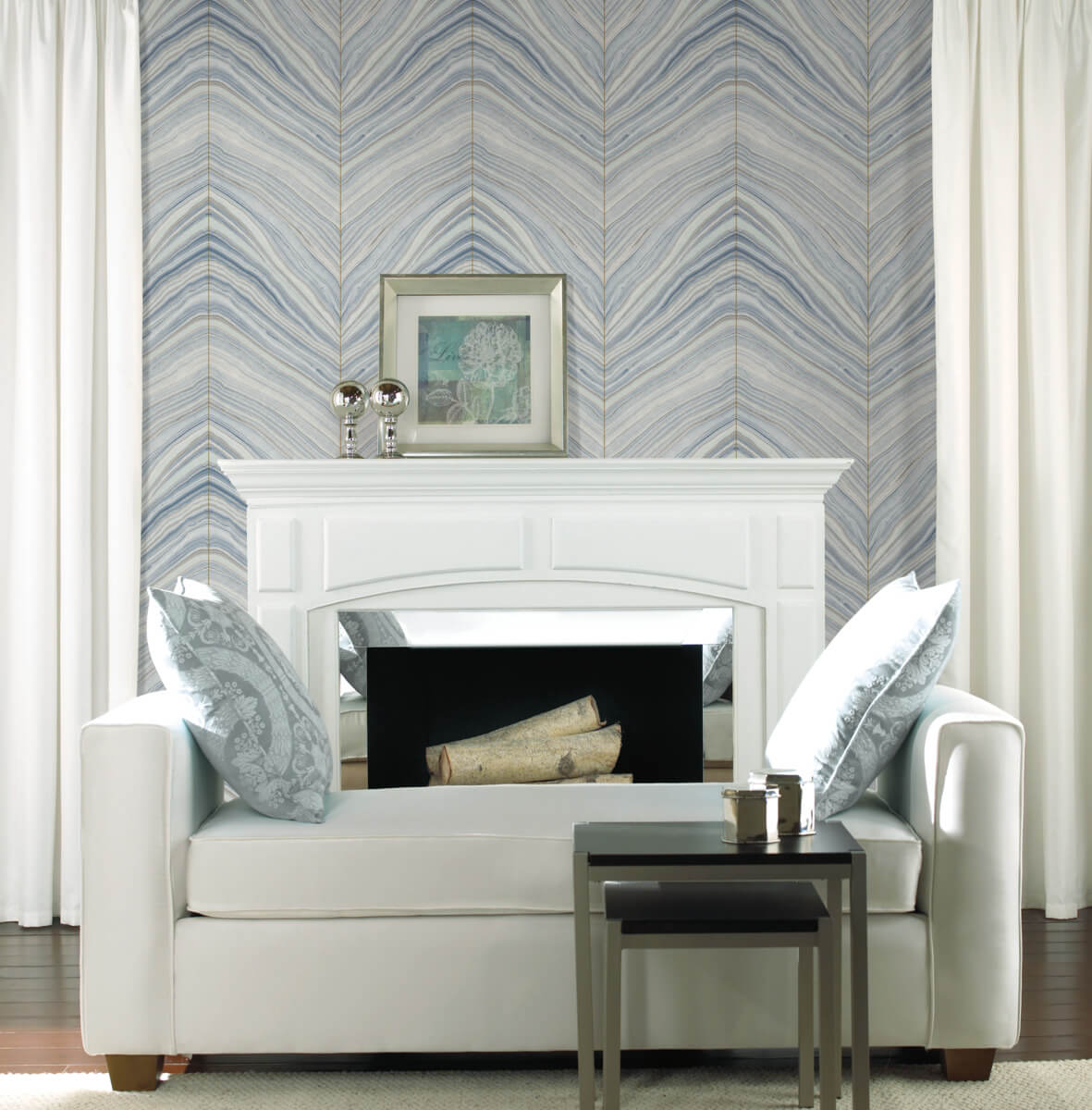 Simply Candice Onyx Strata Peel & Stick Wallpaper - Mist Blue