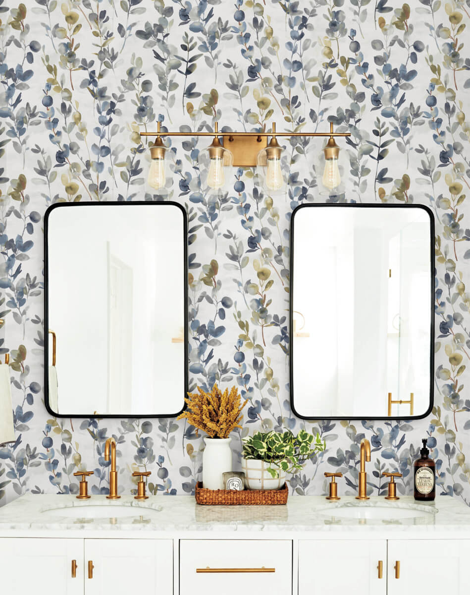 Simply Candice Joyful Eucalyptus Peel & Stick Wallpaper - Navy Blue