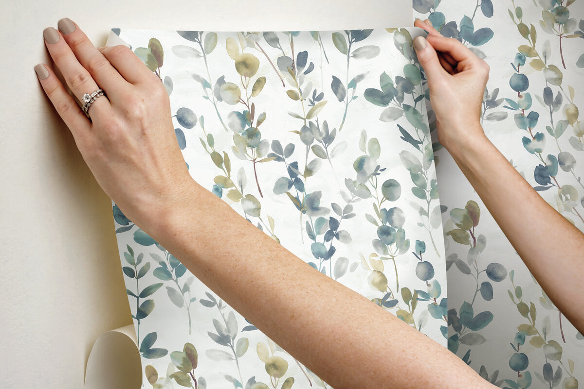Simply Candice Joyful Eucalyptus Peel & Stick Wallpaper - Navy Blue