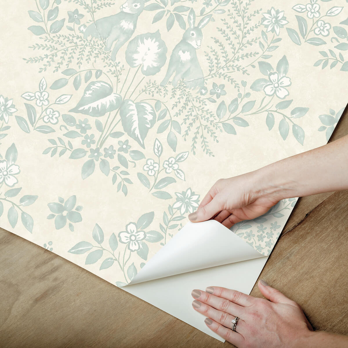 Erin & Ben Co. Cottontail Toile Peel & Stick Wallpaper Sample - Vintage Duck Egg