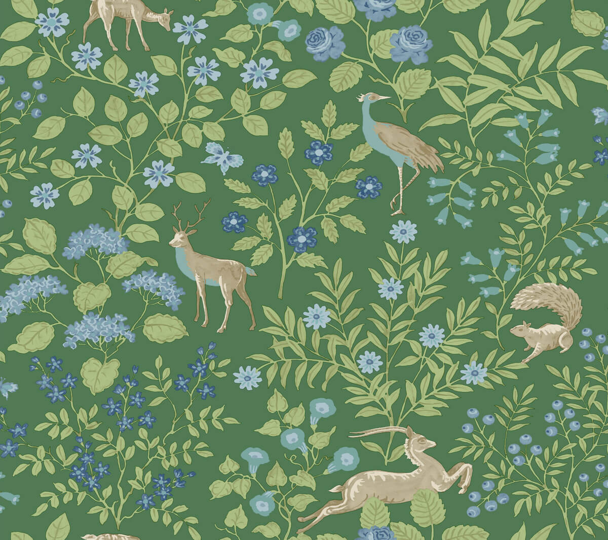 Erin & Ben Co. Woodland Floral Peel & Stick Wallpaper Sample - Meadow Green