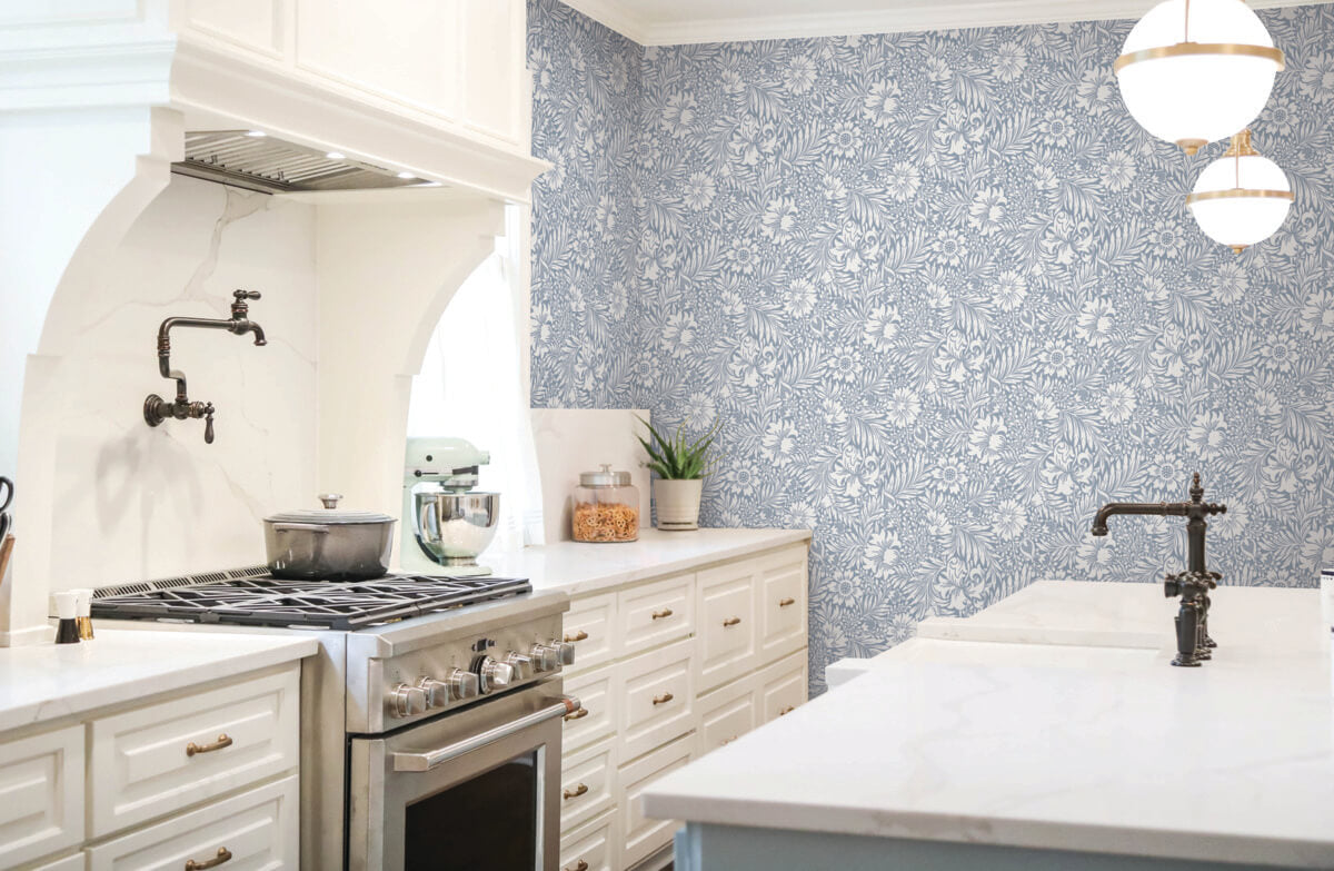 Erin & Ben Co. Modern Acanthus Peel & Stick Wallpaper Sample - Wedgewood Blue
