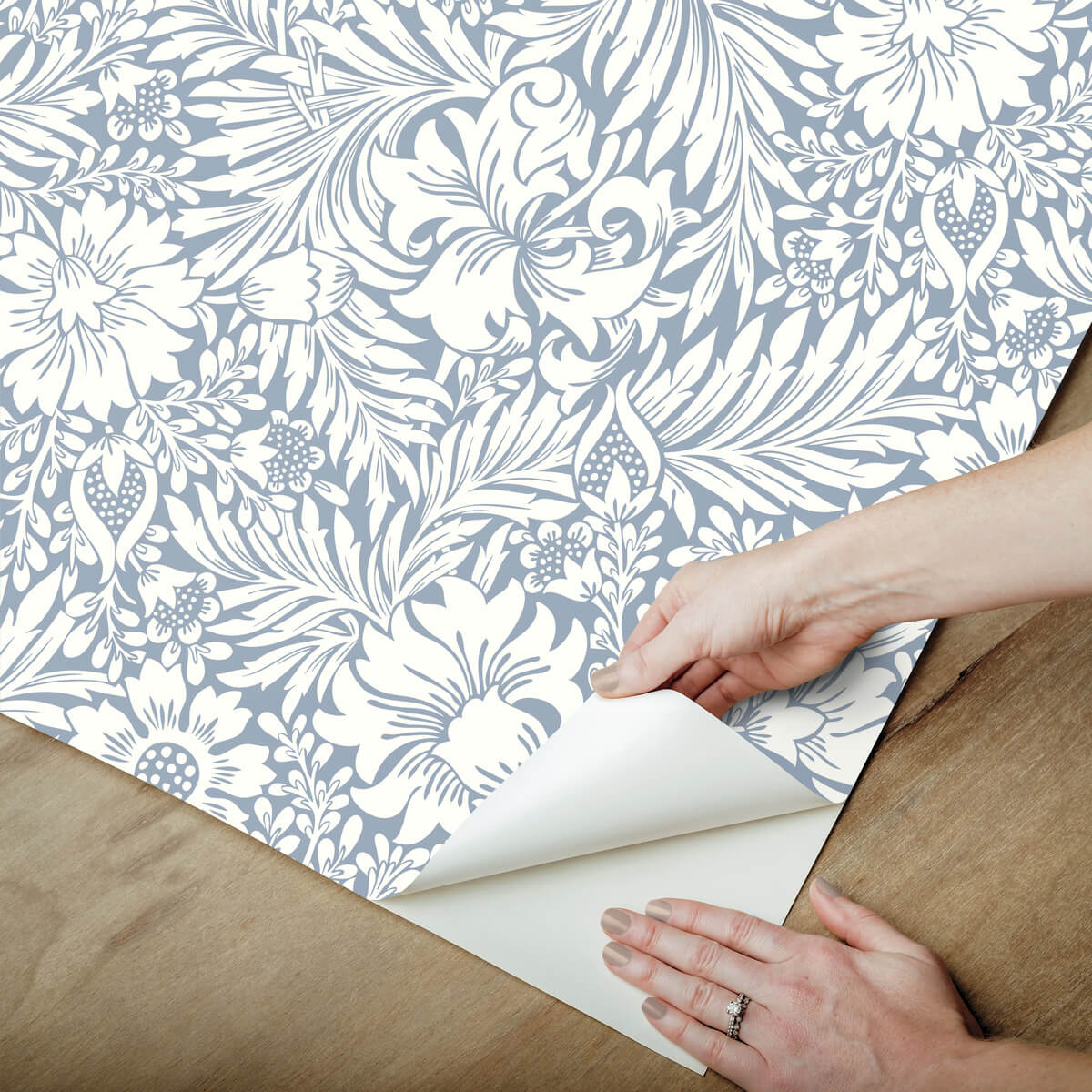 Erin & Ben Co. Modern Acanthus Peel & Stick Wallpaper Sample - Wedgewood Blue