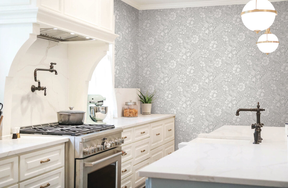 Erin & Ben Co. Modern Acanthus Peel & Stick Wallpaper Sample - Mist