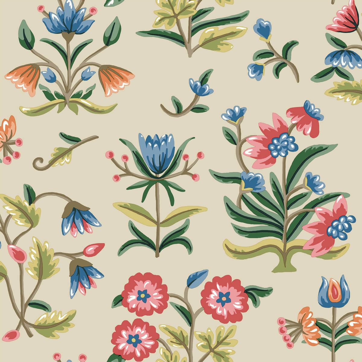 Erin & Ben Co. Heirloom Floral Peel & Stick Wallpaper Sample - Taupe & Multi