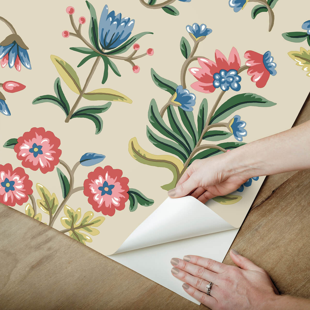 Erin & Ben Co. Heirloom Floral Peel & Stick Wallpaper Sample - Taupe & Multi