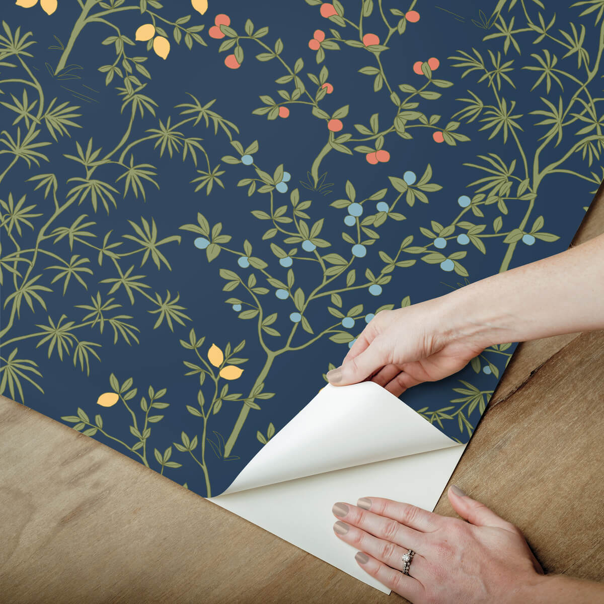 Erin & Ben Co. Lemon Grove Peel & Stick Wallpaper - Navy Blue