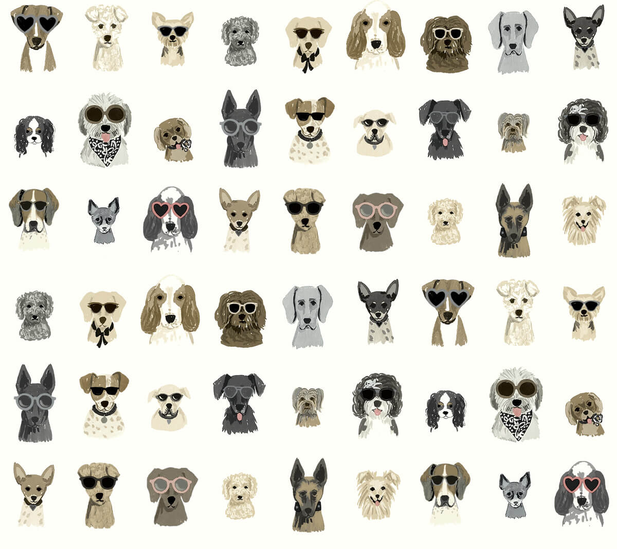 Rifle Paper Co. Dog Days Peel & Stick Wallpaper - Grey