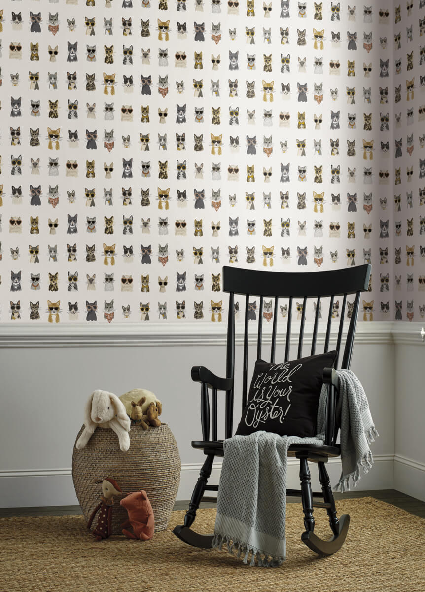Rifle Paper Co. Cool Cats Peel & Stick Wallpaper - Grey