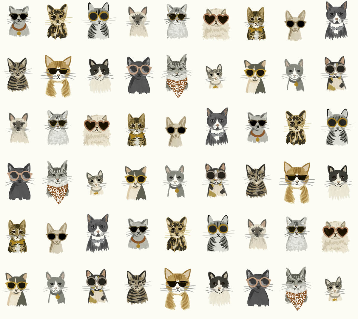 Rifle Paper Co. Cool Cats Peel & Stick Wallpaper - Grey