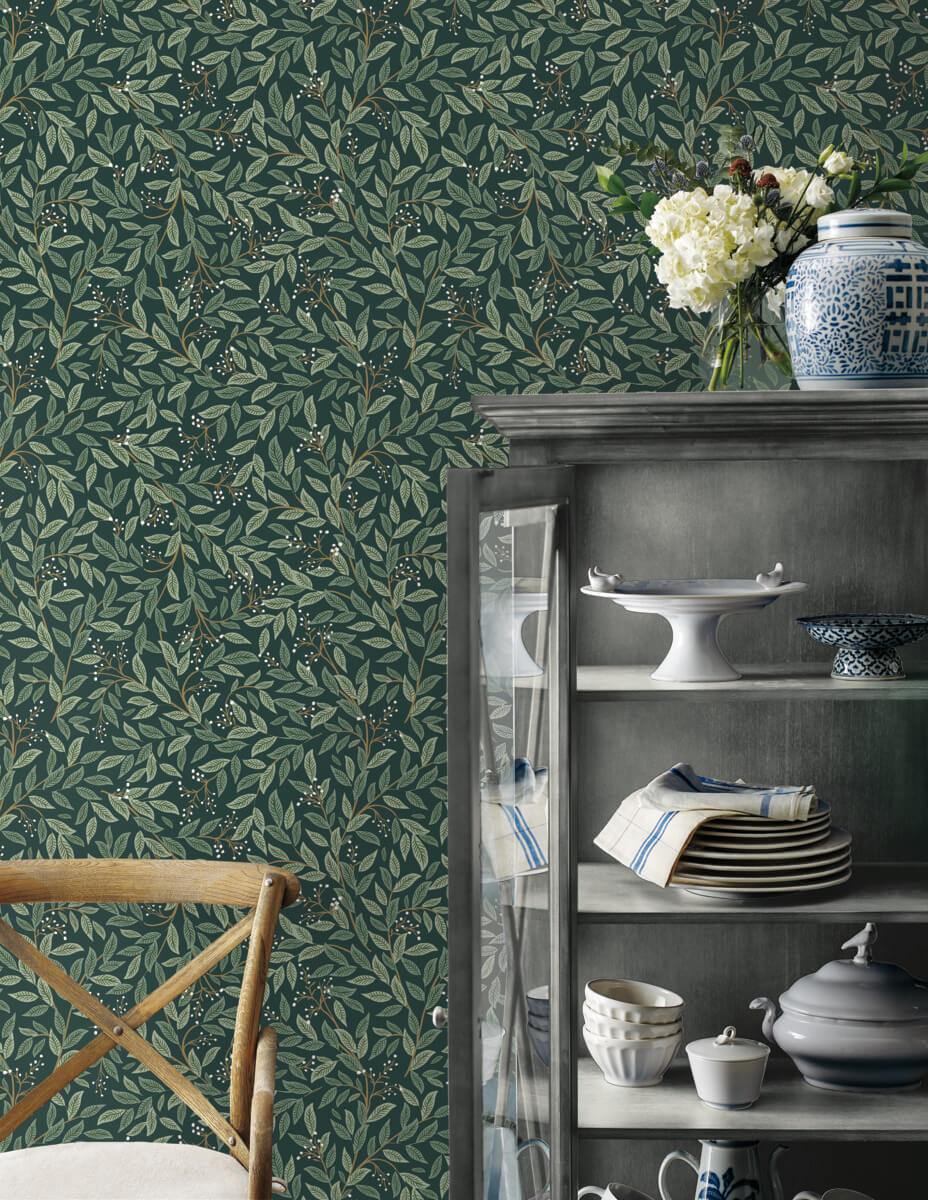Rifle Paper Co. Willowberry Peel & Stick Wallpaper Sample - Emerald Green