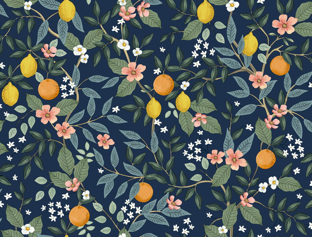 Rifle Paper Co. Citrus Grove Peel & Stick Wallpaper - Navy Blue