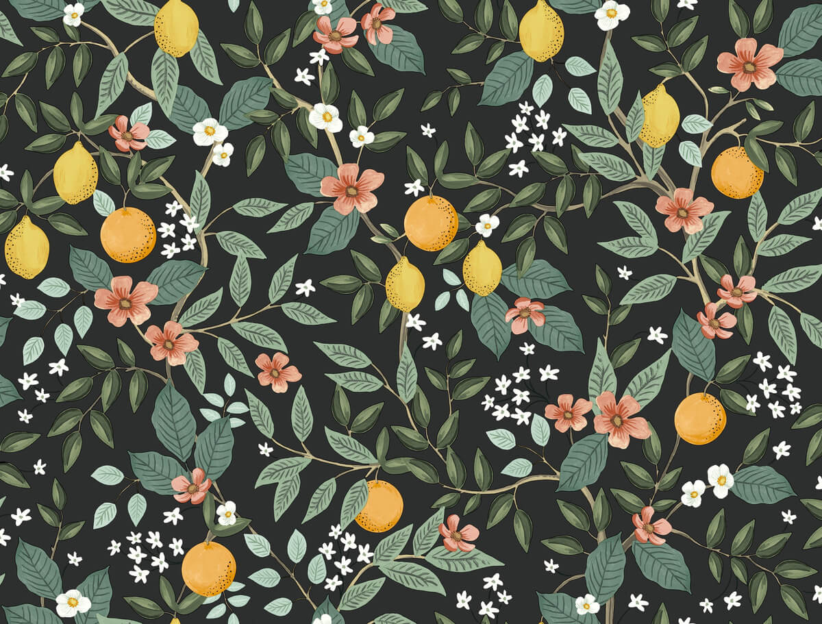 Rifle Paper Co. Citrus Grove Peel & Stick Wallpaper - Black