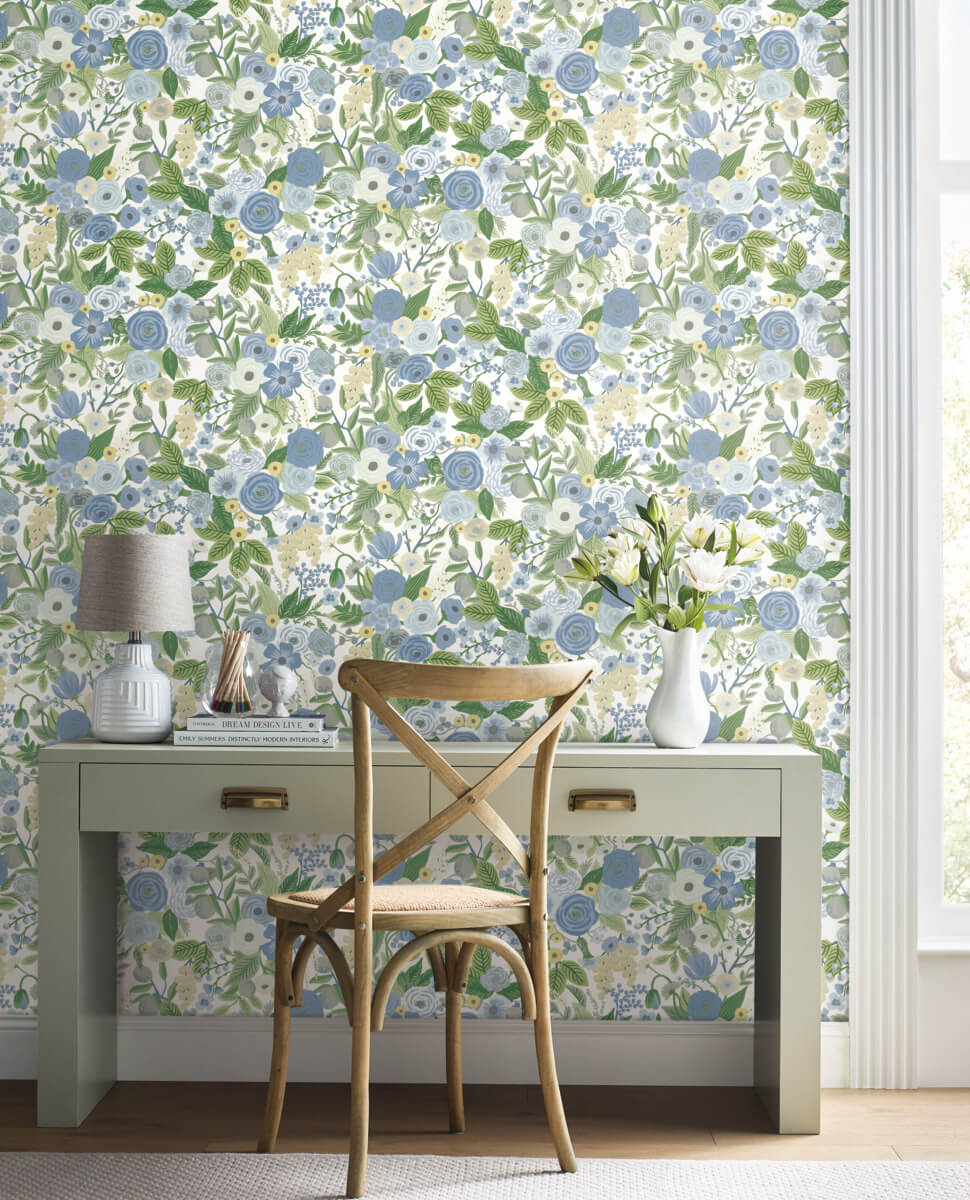 Rifle Paper Co. Garden Party Peel & Stick Wallpaper - Blue & Green