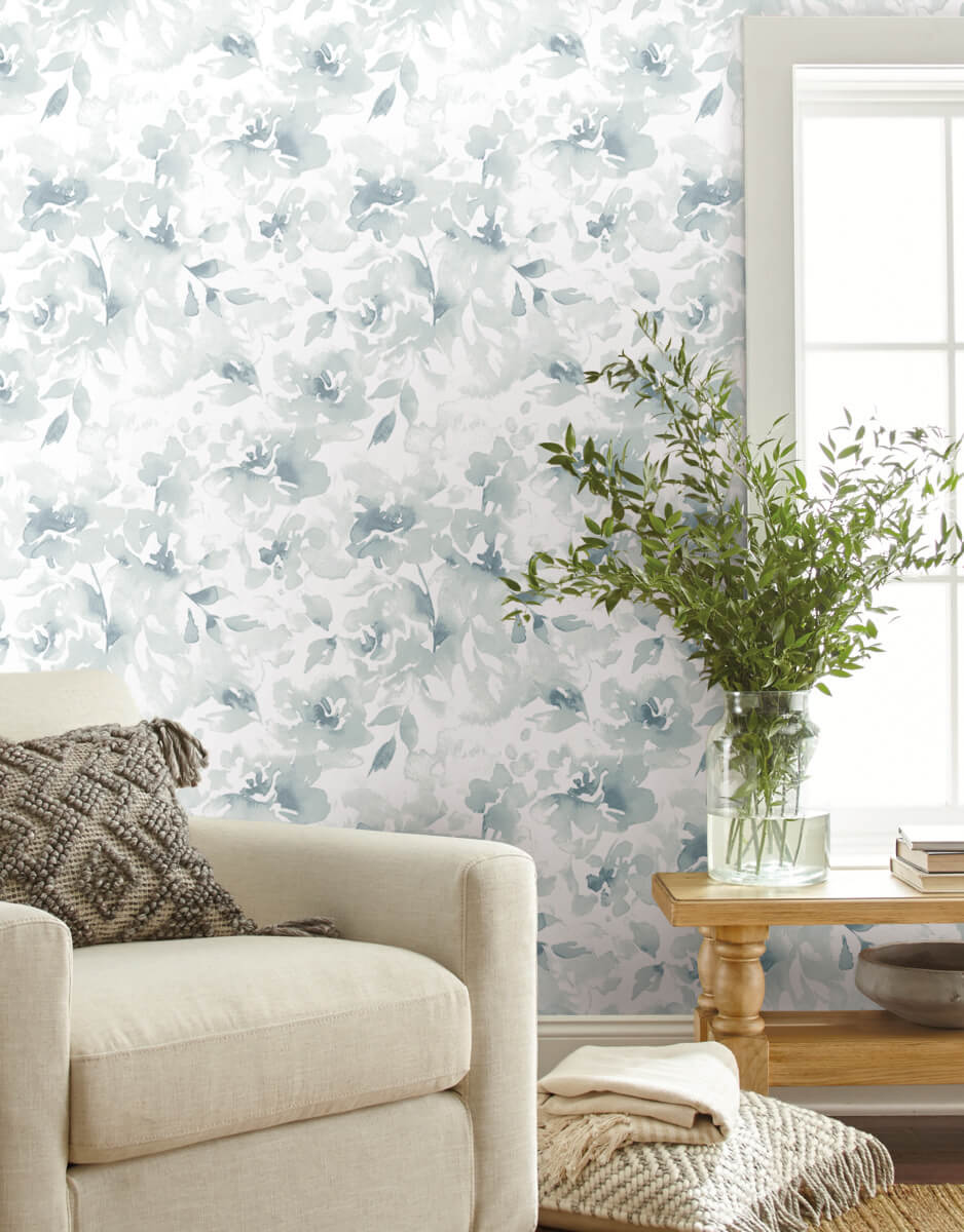 Magnolia Home Renewed Floral Peel & Stick Wallpaper Sample - Blue