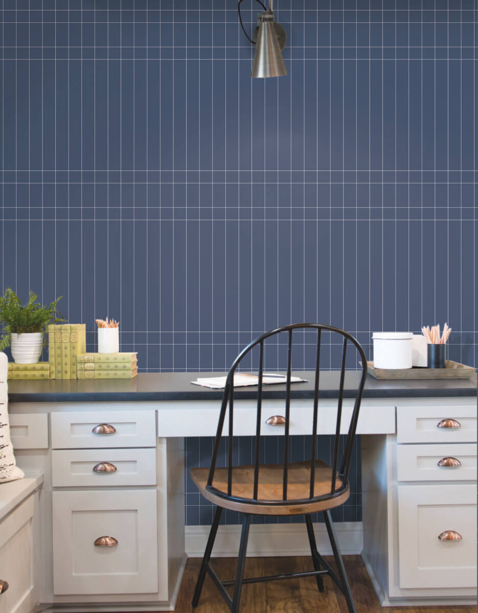 Magnolia Home Linear Gridwork Peel & Stick Wallpaper - Navy Blue