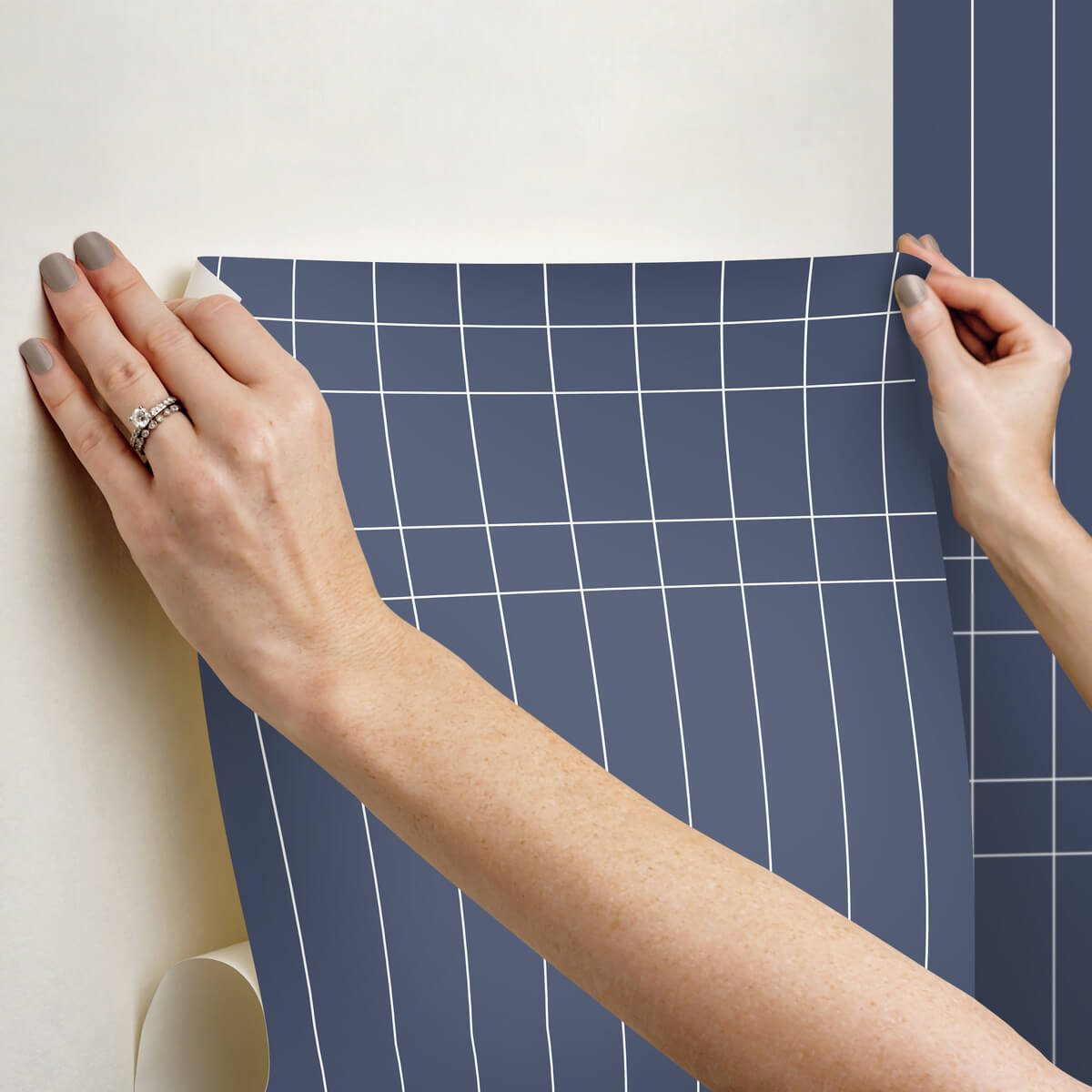 Magnolia Home Linear Gridwork Peel & Stick Wallpaper - Navy Blue