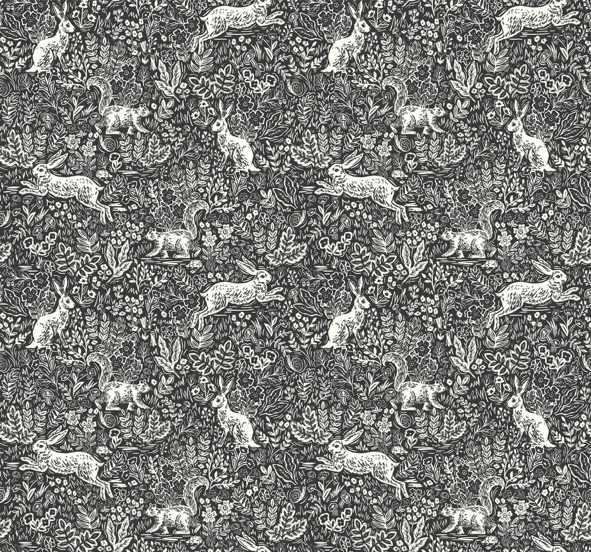 Rifle Paper Co. Fable Wallpaper Sample - Black & White