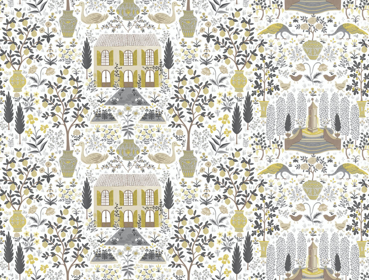 Rifle Paper Co. Camont Wallpaper Sample - Linen & Gold
