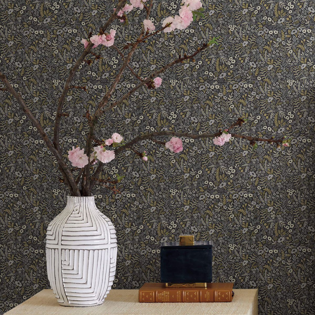Rifle Paper Co. Tapestry Wallpaper - Black & Beige