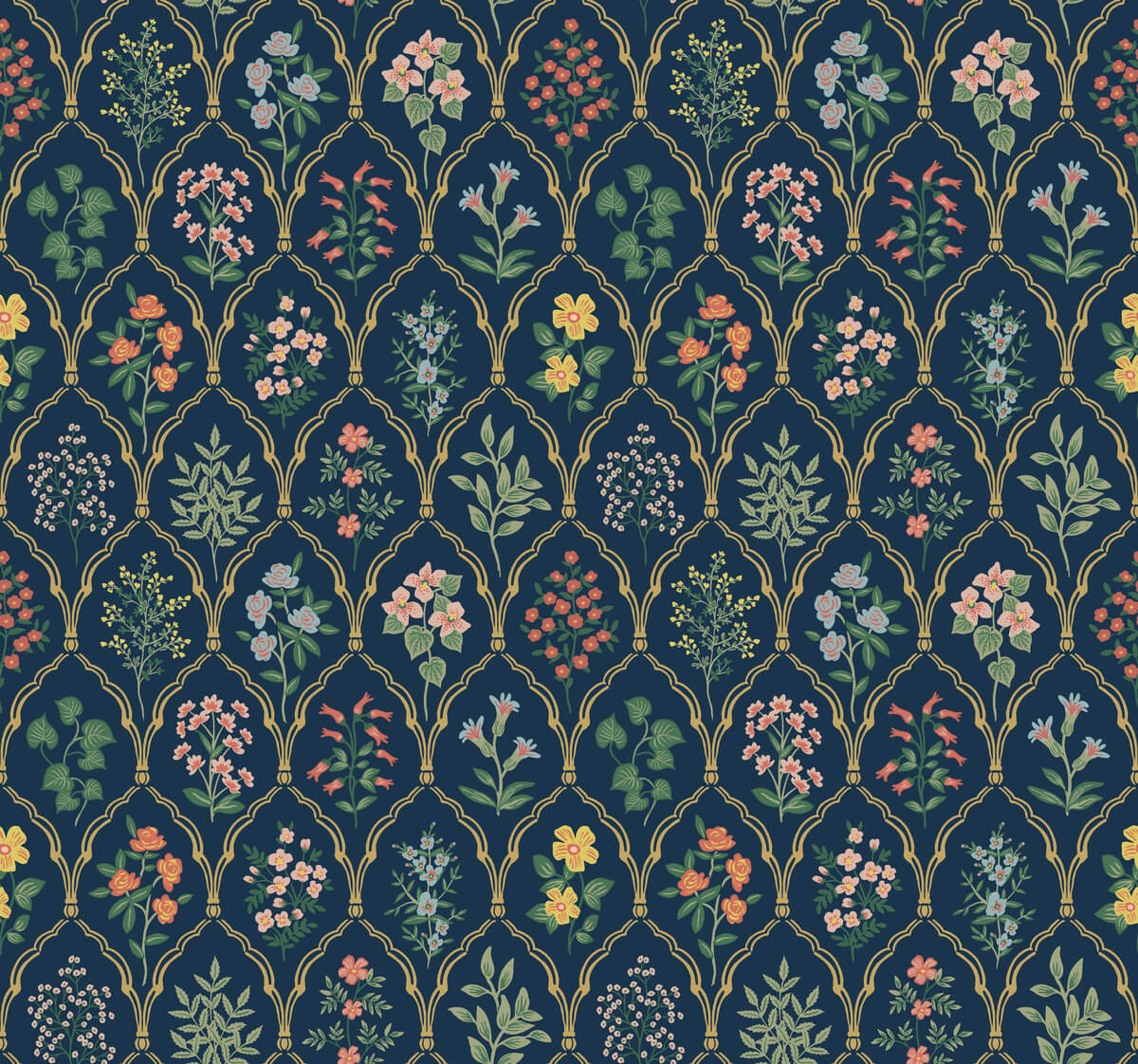 Rifle Paper Co. Hawthorne Wallpaper - Navy Blue