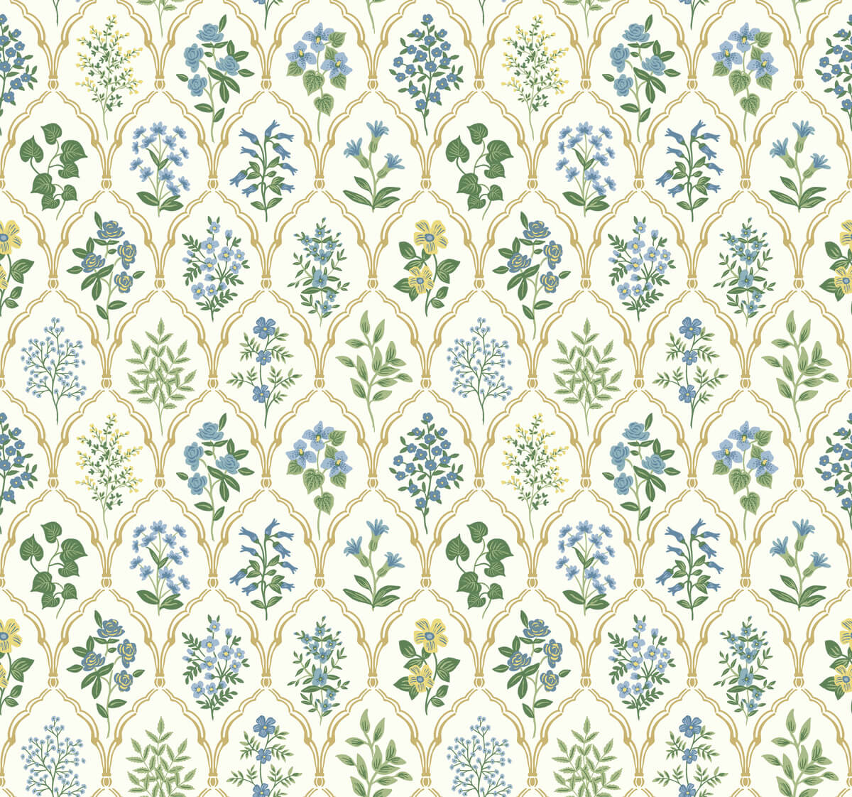 Rifle Paper Co. Hawthorne Wallpaper - Blue & Green