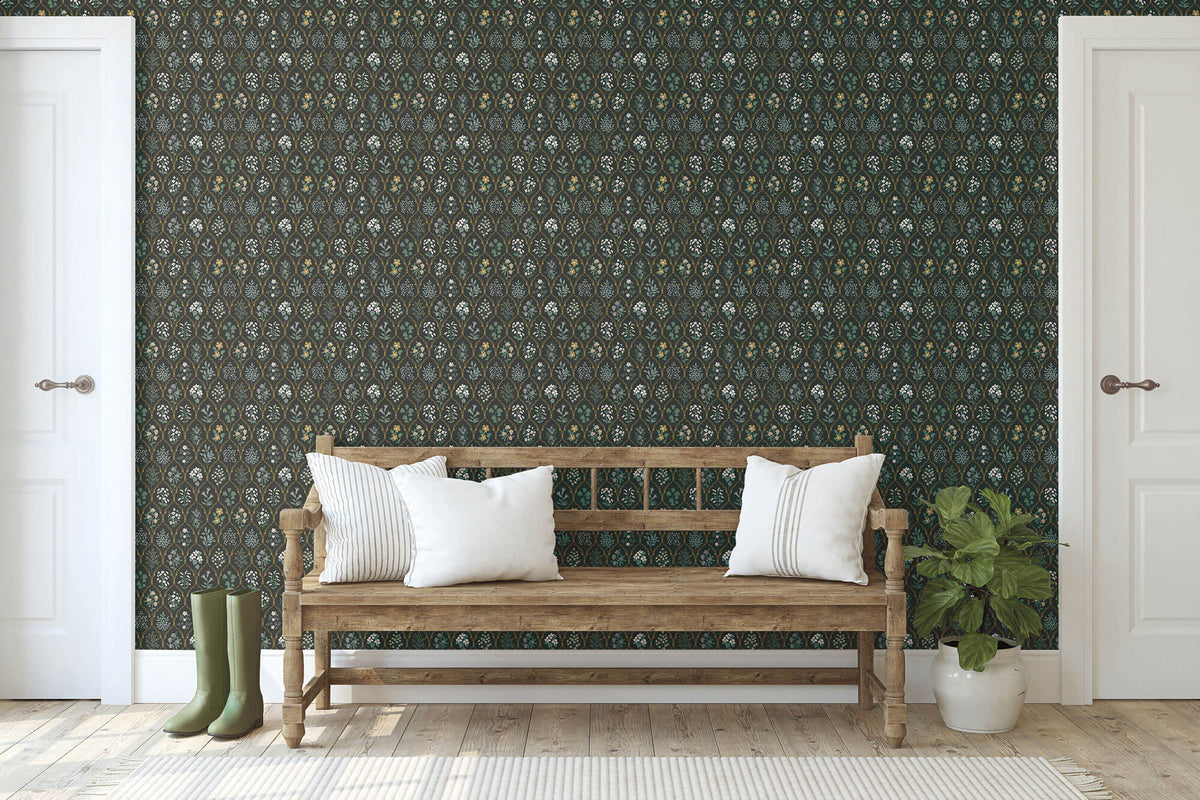 Rifle Paper Co. Hawthorne Wallpaper - Black & Cream