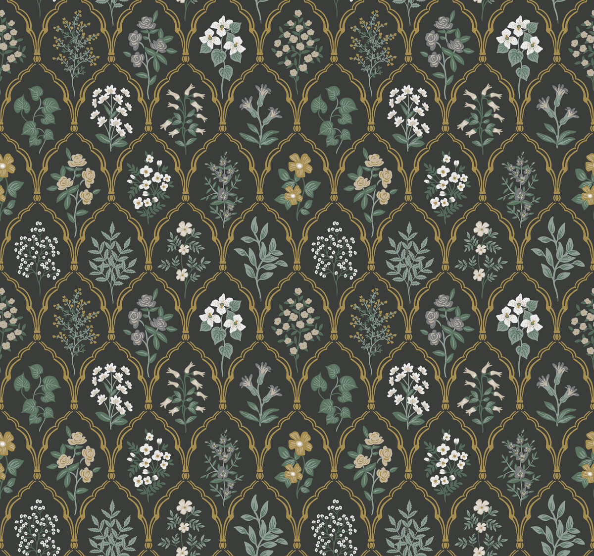 Rifle Paper Co. Hawthorne Wallpaper - Black & Cream