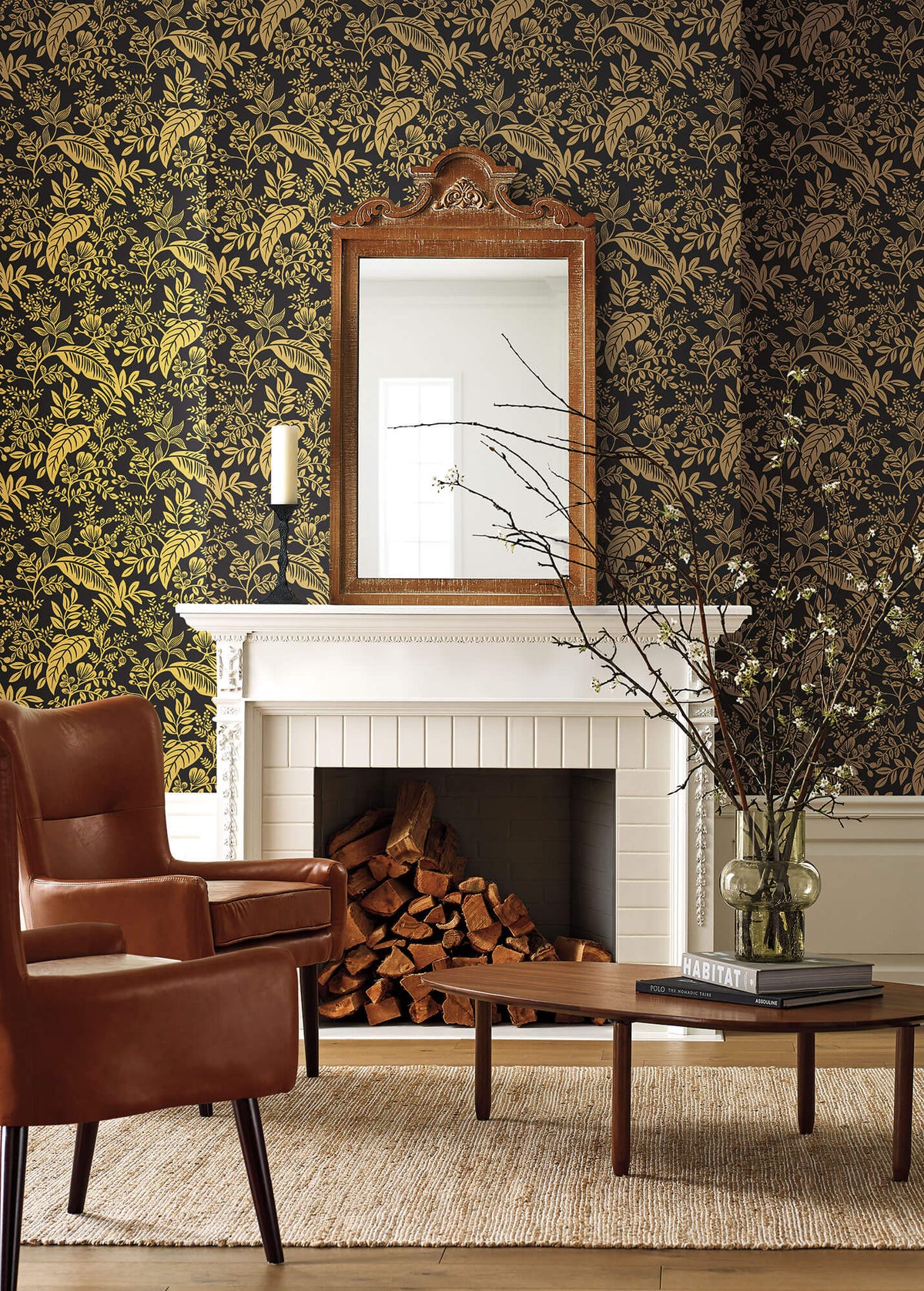 Rifle Paper Co. Canopy Wallpaper - Black & Gold