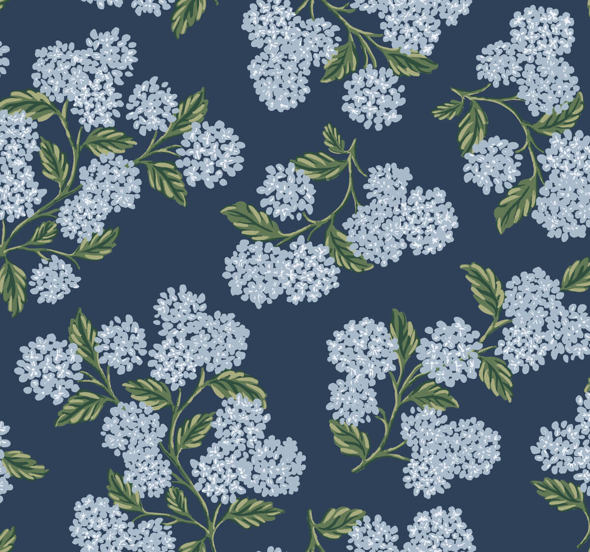 Rifle Paper Co. Hydrangea Wallpaper - Navy Blue