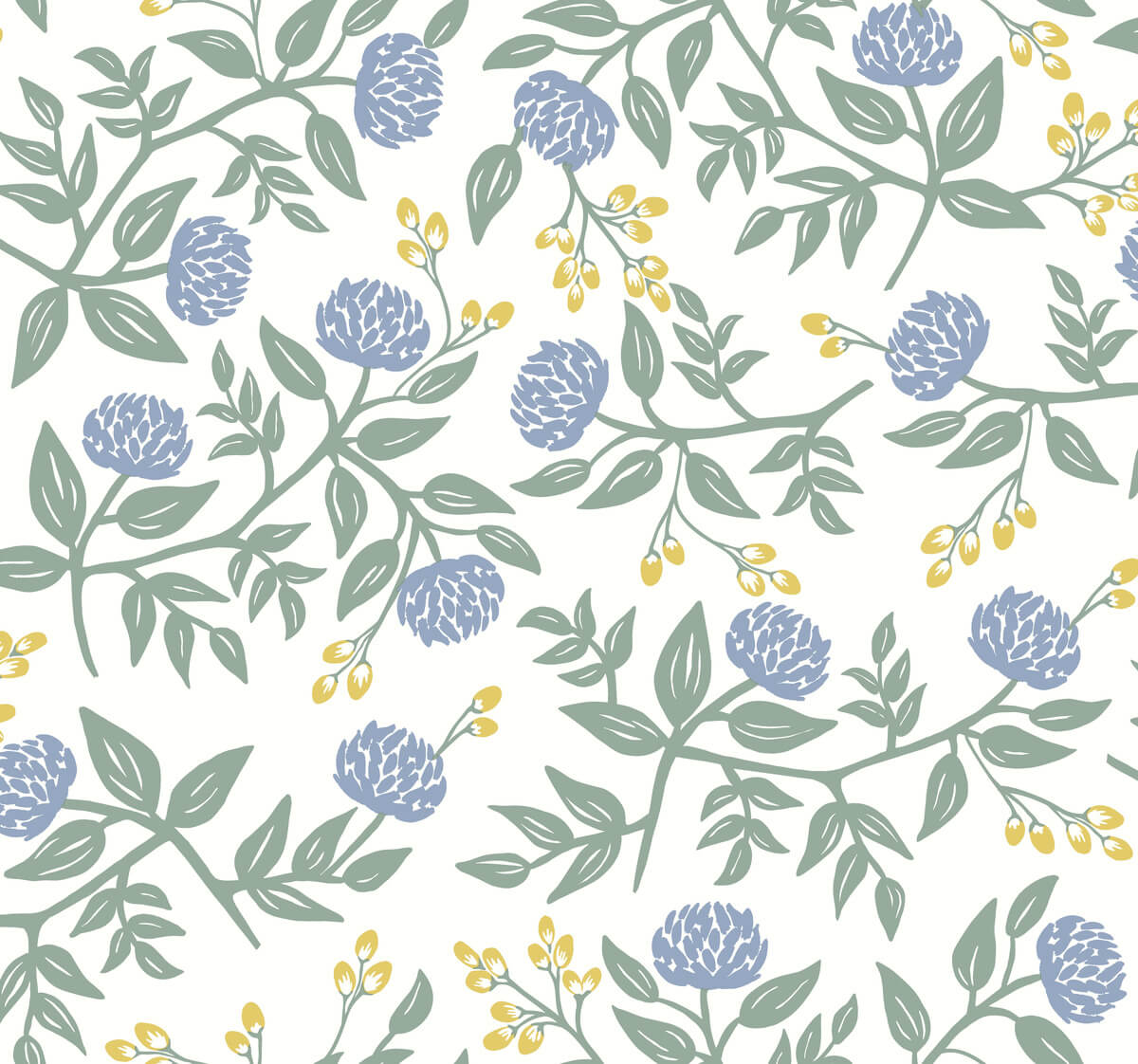 Rifle Paper Co. Peonies Wallpaper - Periwinkle & Sage