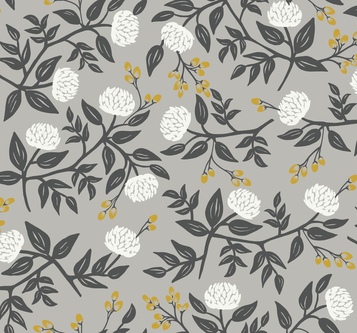 Rifle Paper Co. Peonies Wallpaper Sample - Gray & Gold