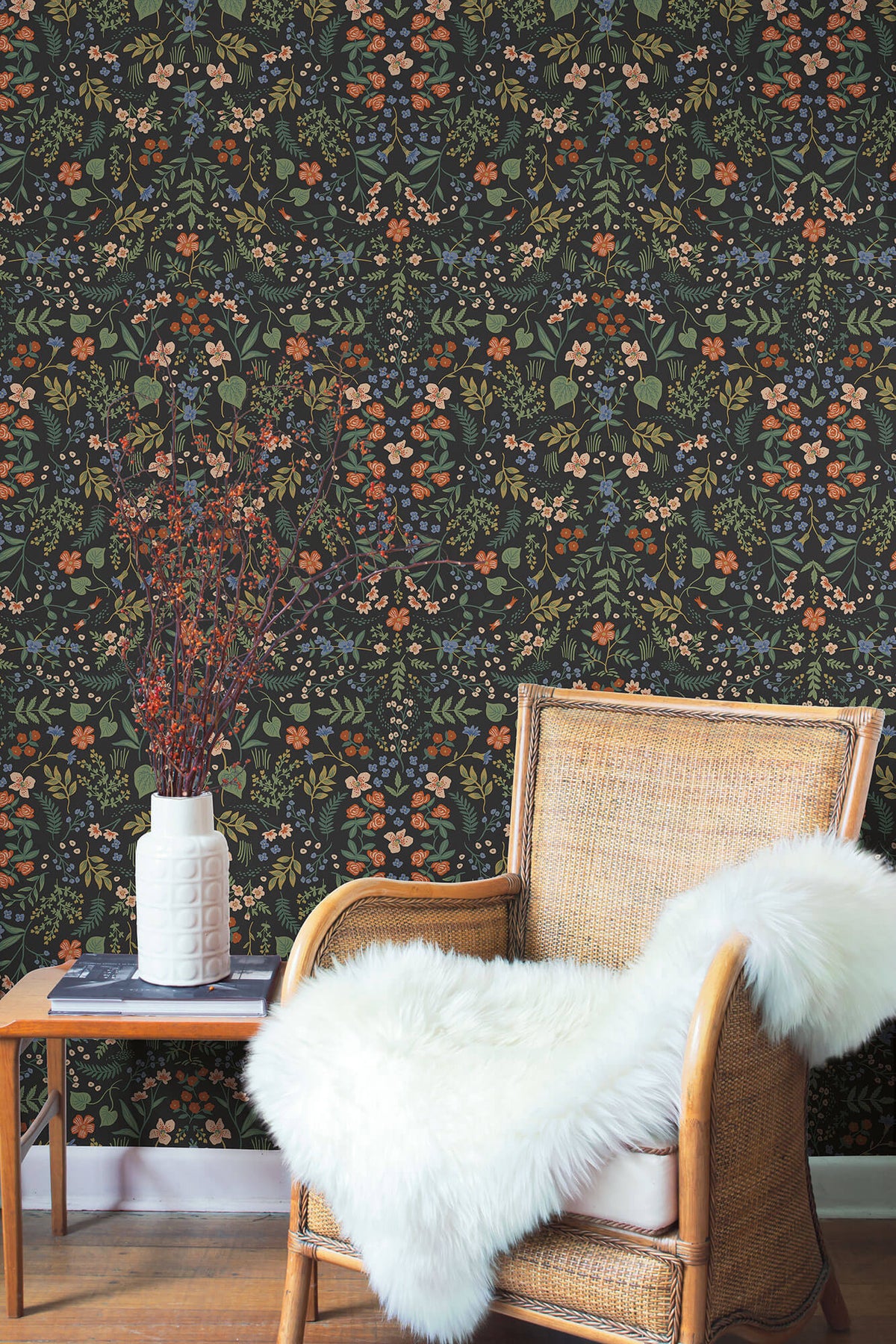 Rifle Paper Co. Wildwood Wallpaper Sample - Black