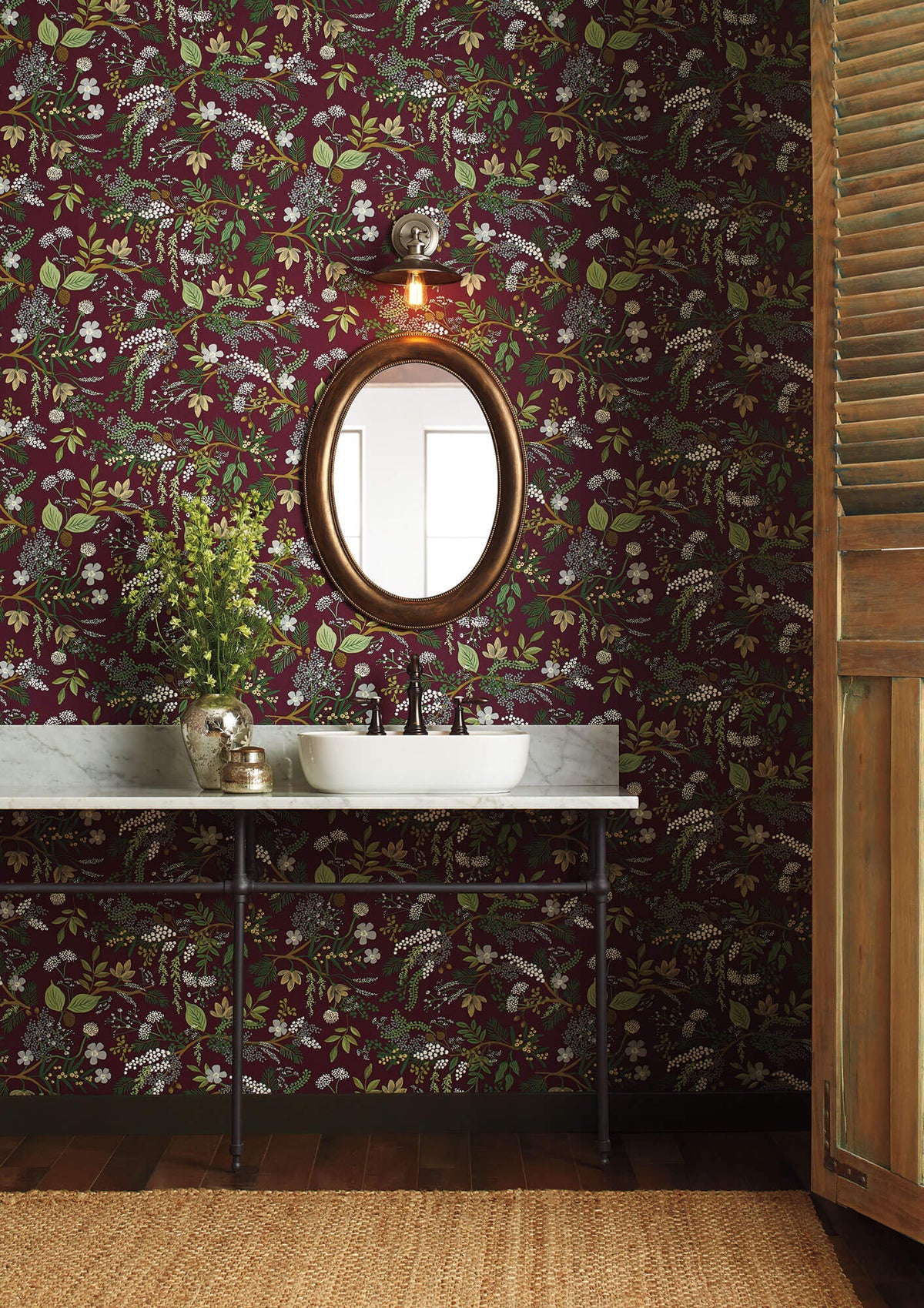 Rifle Paper Co. Juniper Forest Wallpaper - Burgundy