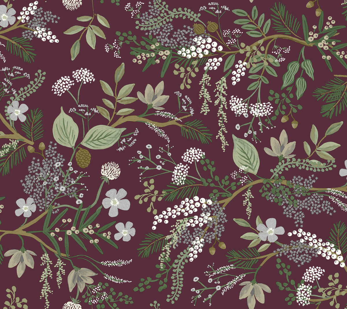 Rifle Paper Co. Juniper Forest Wallpaper - Burgundy