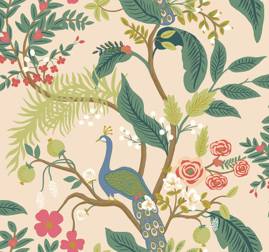 Rifle Paper Co. Peacock Wallpaper - Light Pink