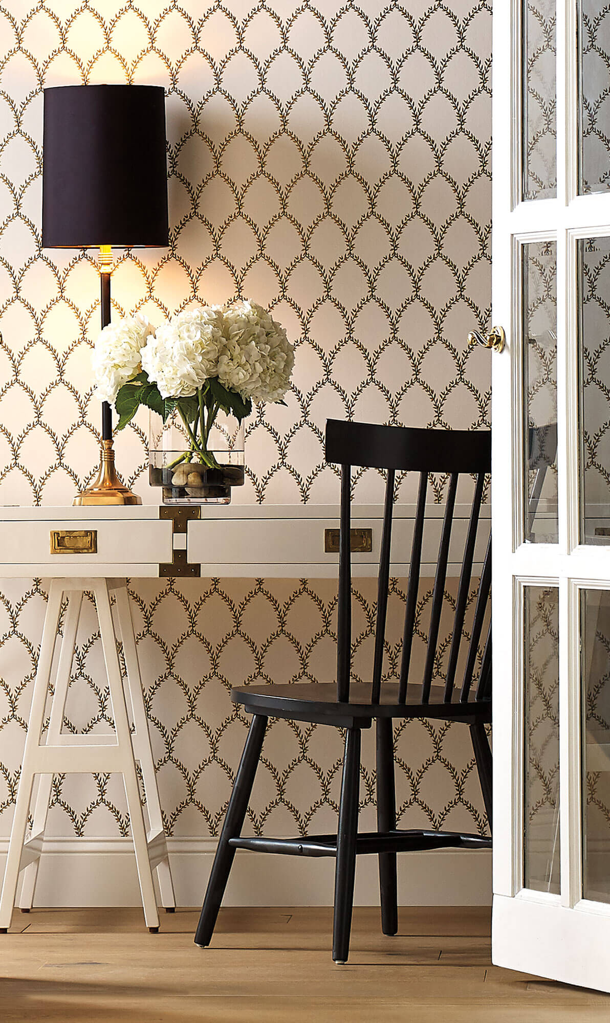 Rifle Paper Co. Laurel Wallpaper Sample - Gold & White