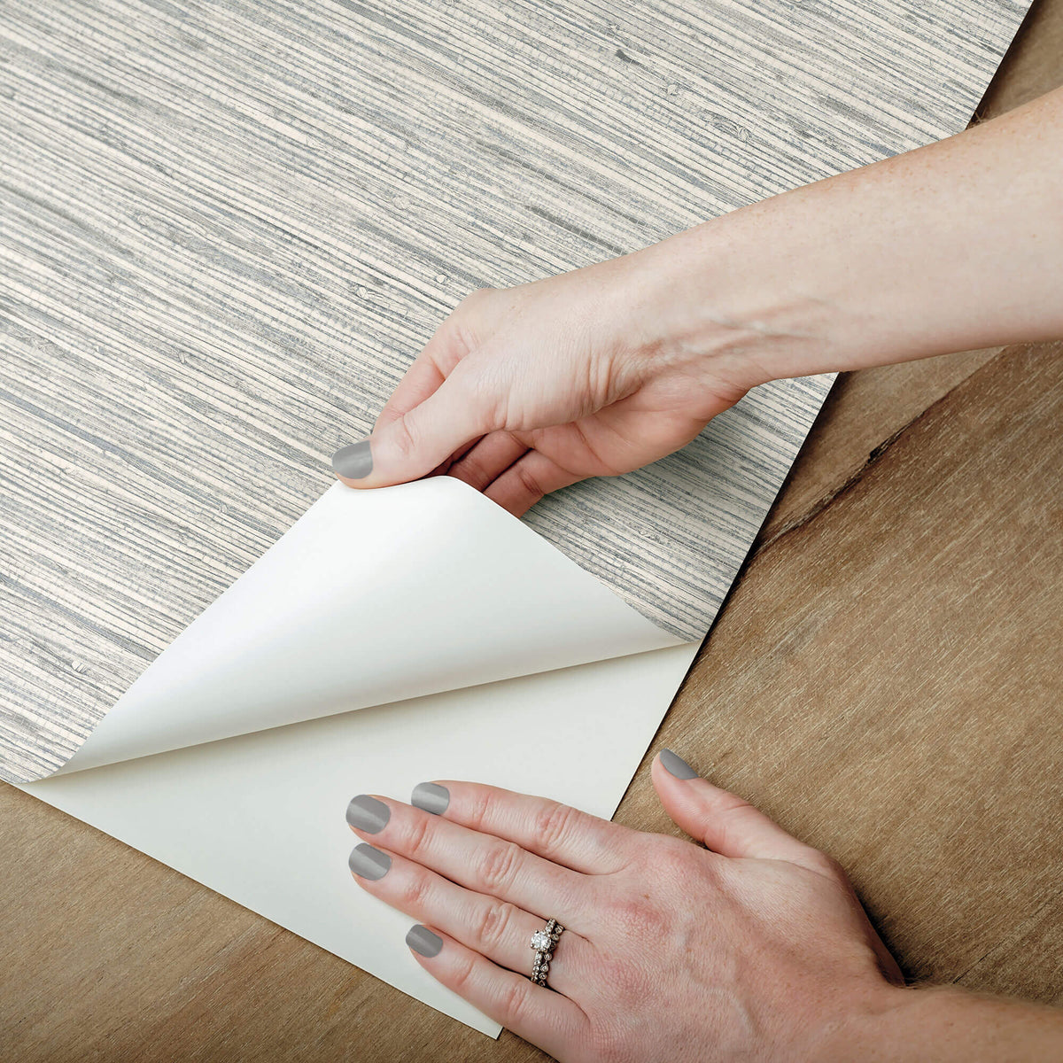 York Faux Grasscloth Peel & Stick Wallpaper - Cool Gray