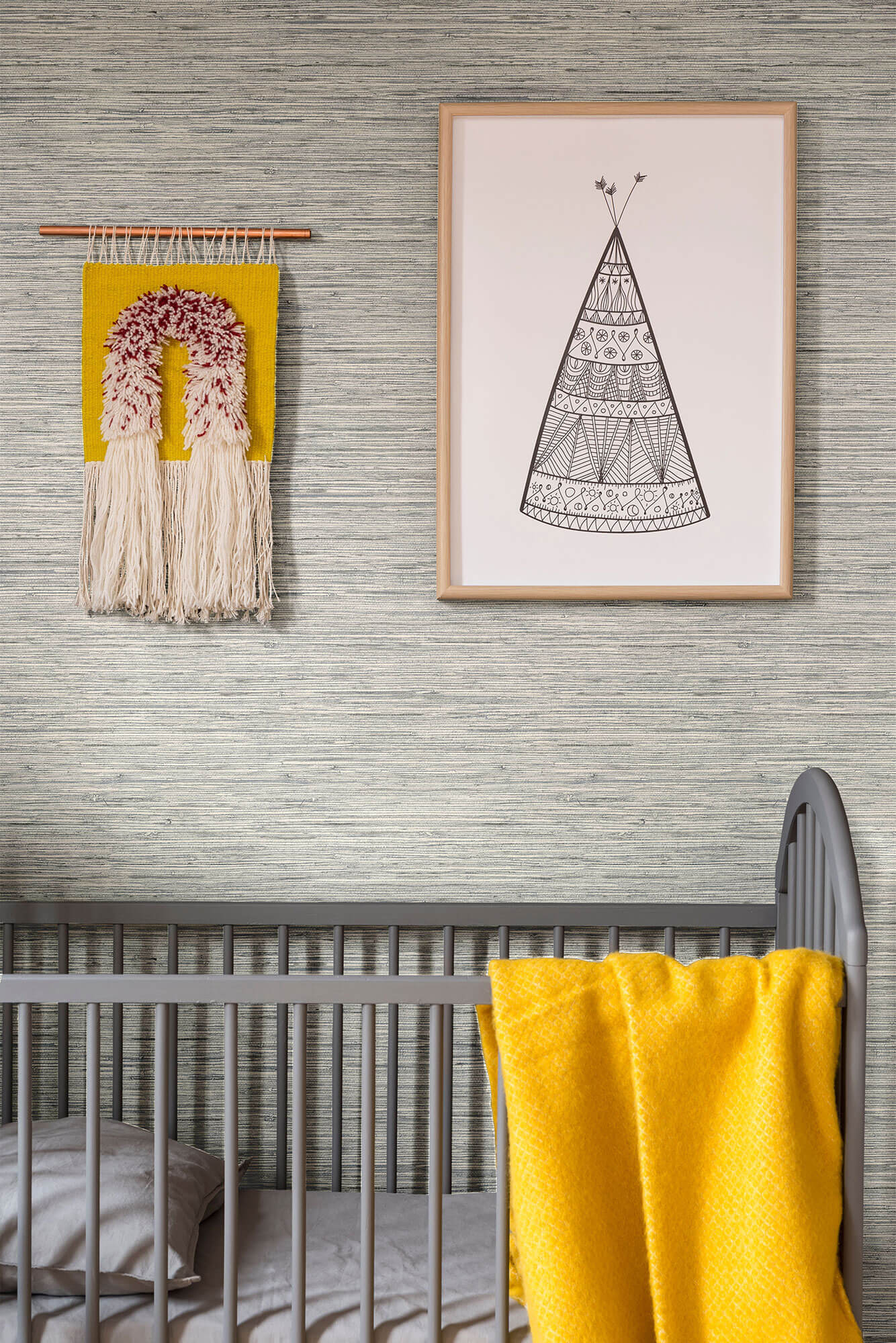 York Faux Grasscloth Peel & Stick Wallpaper - Cool Gray