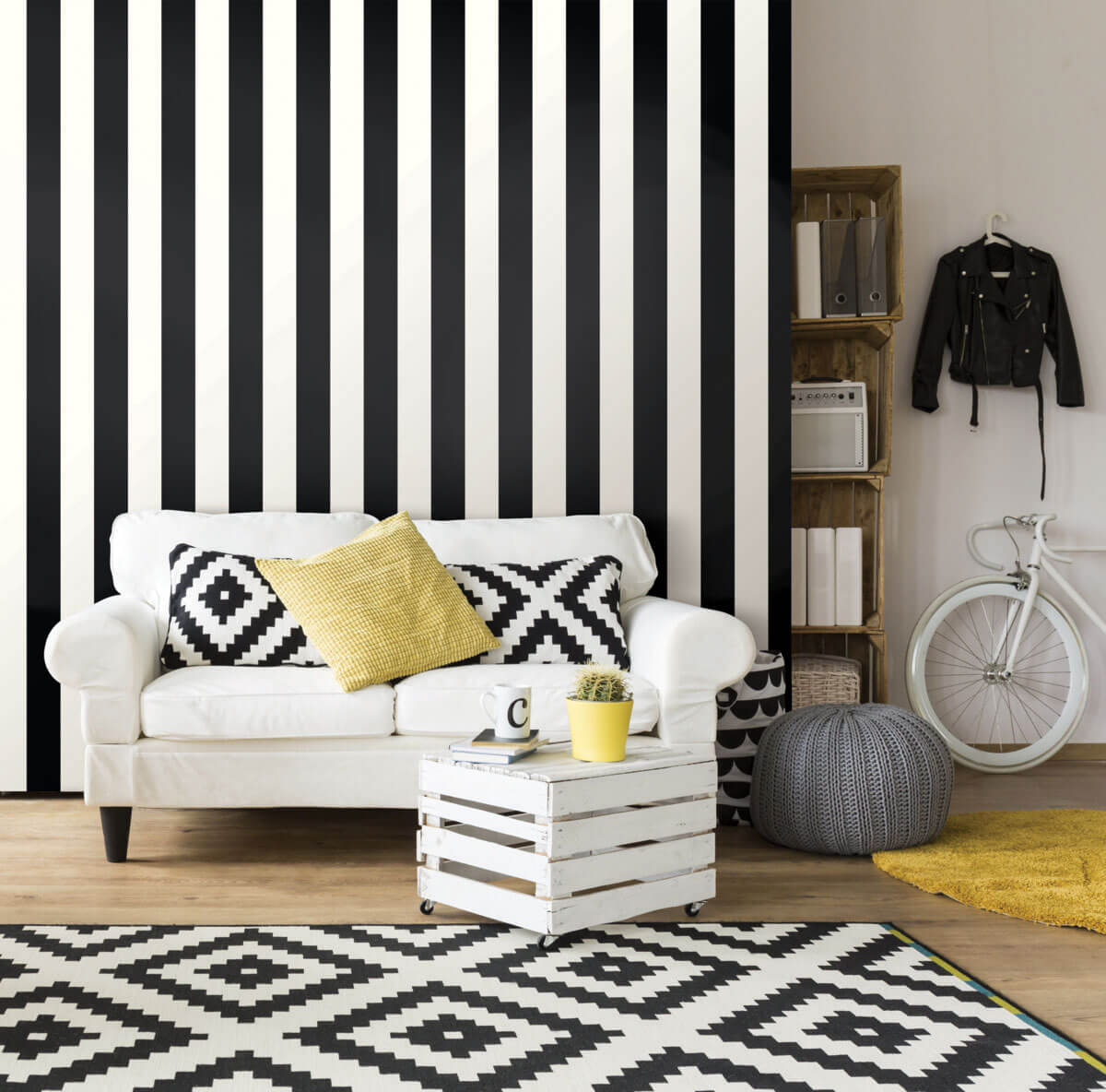 York Awning Stripe Peel & Stick Wallpaper - Black & White