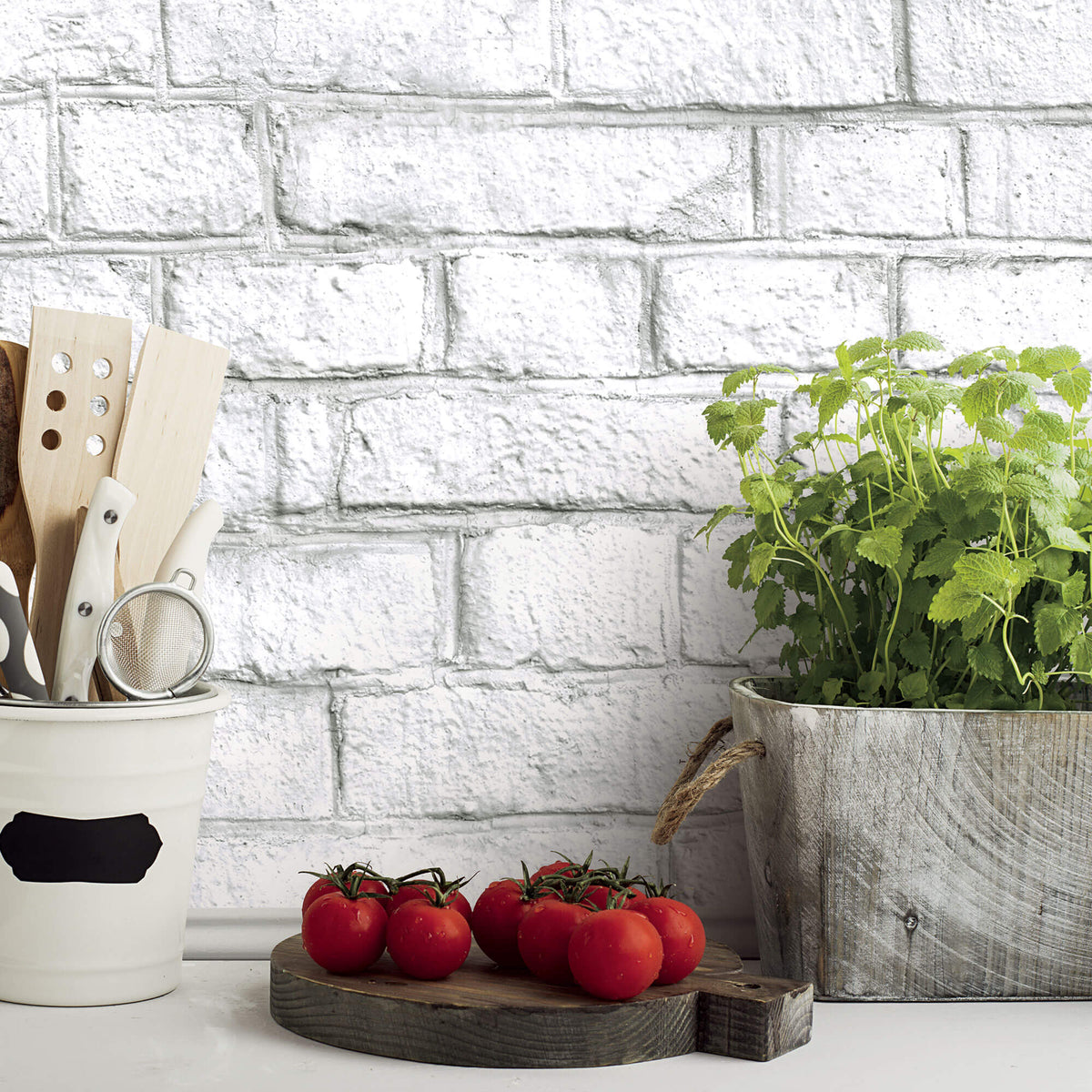 York Brick Peel & Stick Wallpaper Sample - White