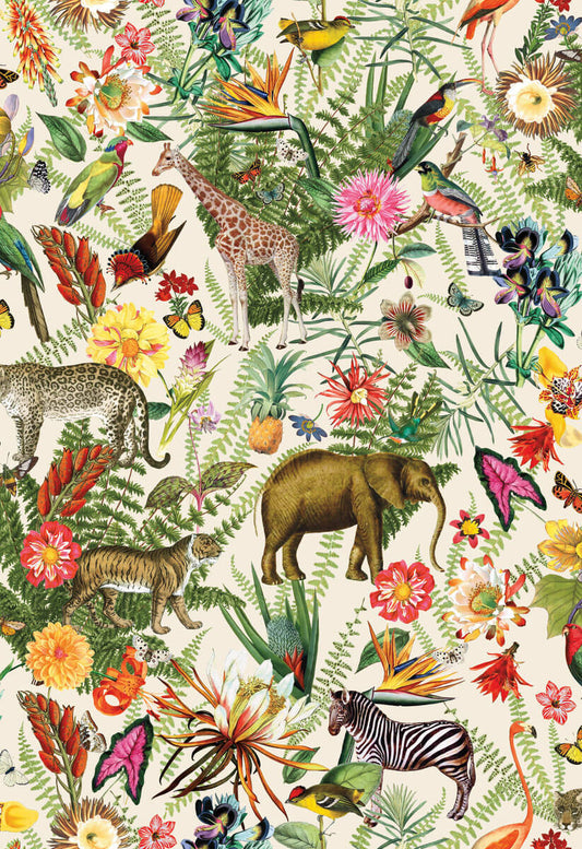Tropical Zoo Animals Peel & Stick Wallpaper