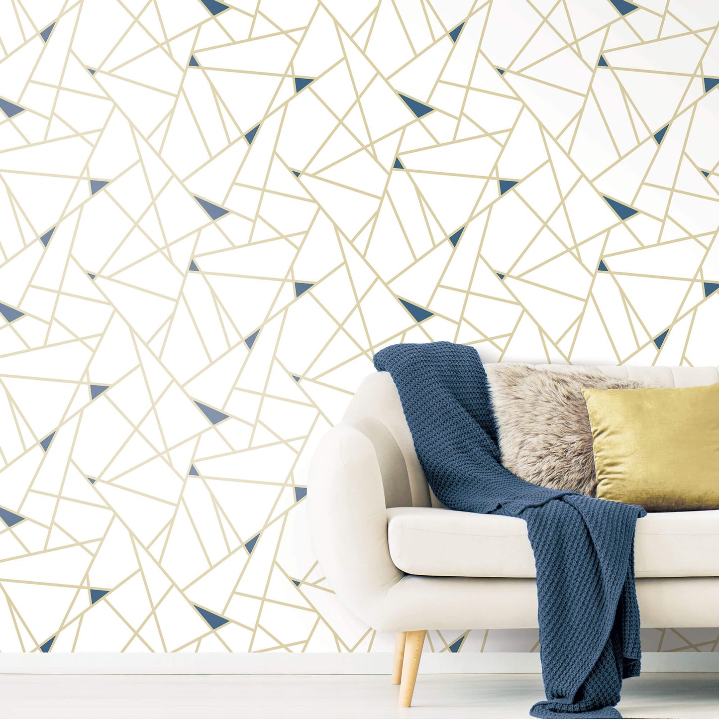 York Fracture Geometric Peel & Stick Wallpaper - Gold & Blue