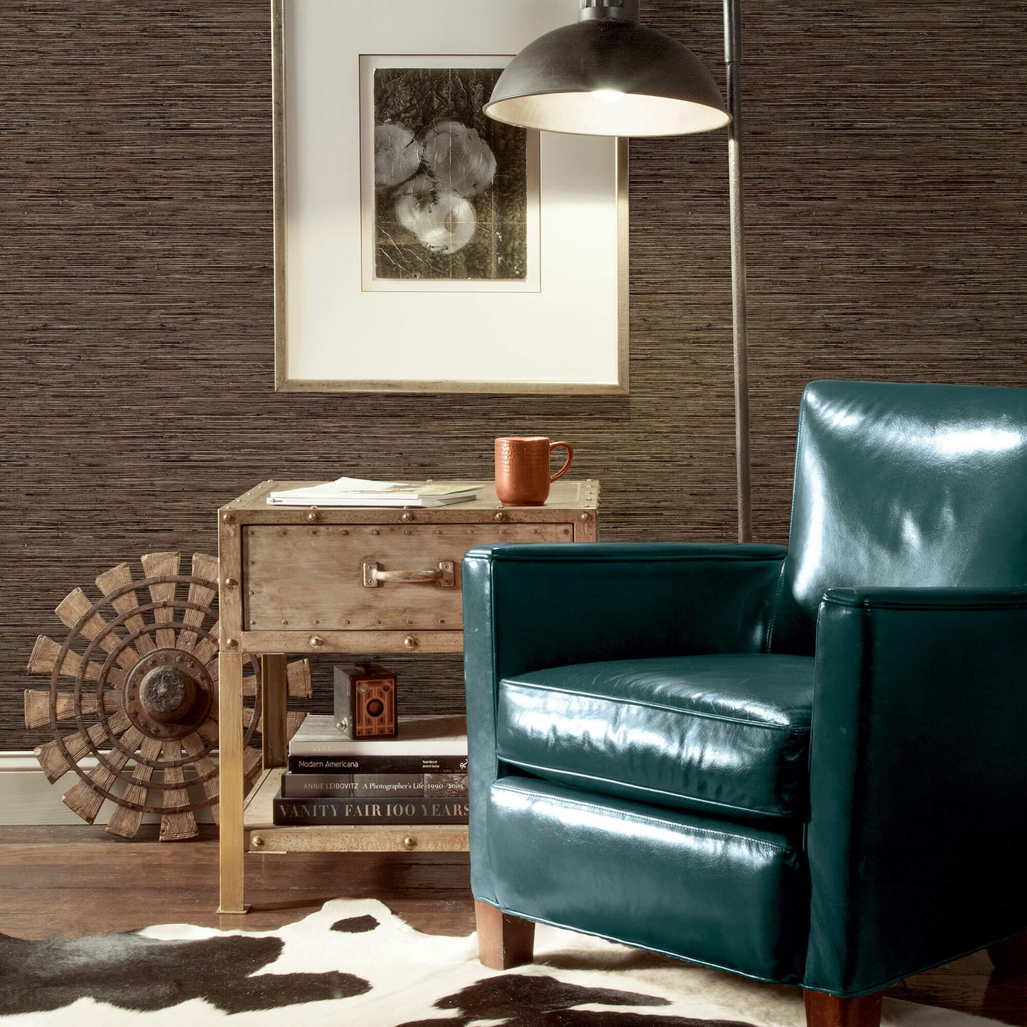 York Faux Grasscloth Peel & Stick Wallpaper - Brown