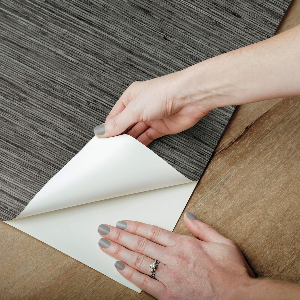 York Faux Grasscloth Peel & Stick Wallpaper - Dark Gray