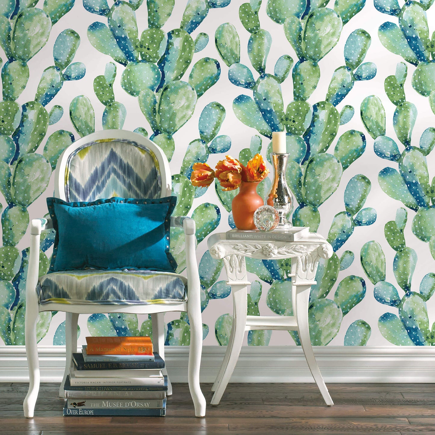 York Prickly Pear Cactus Peel & Stick Wallpaper - Blue & Green