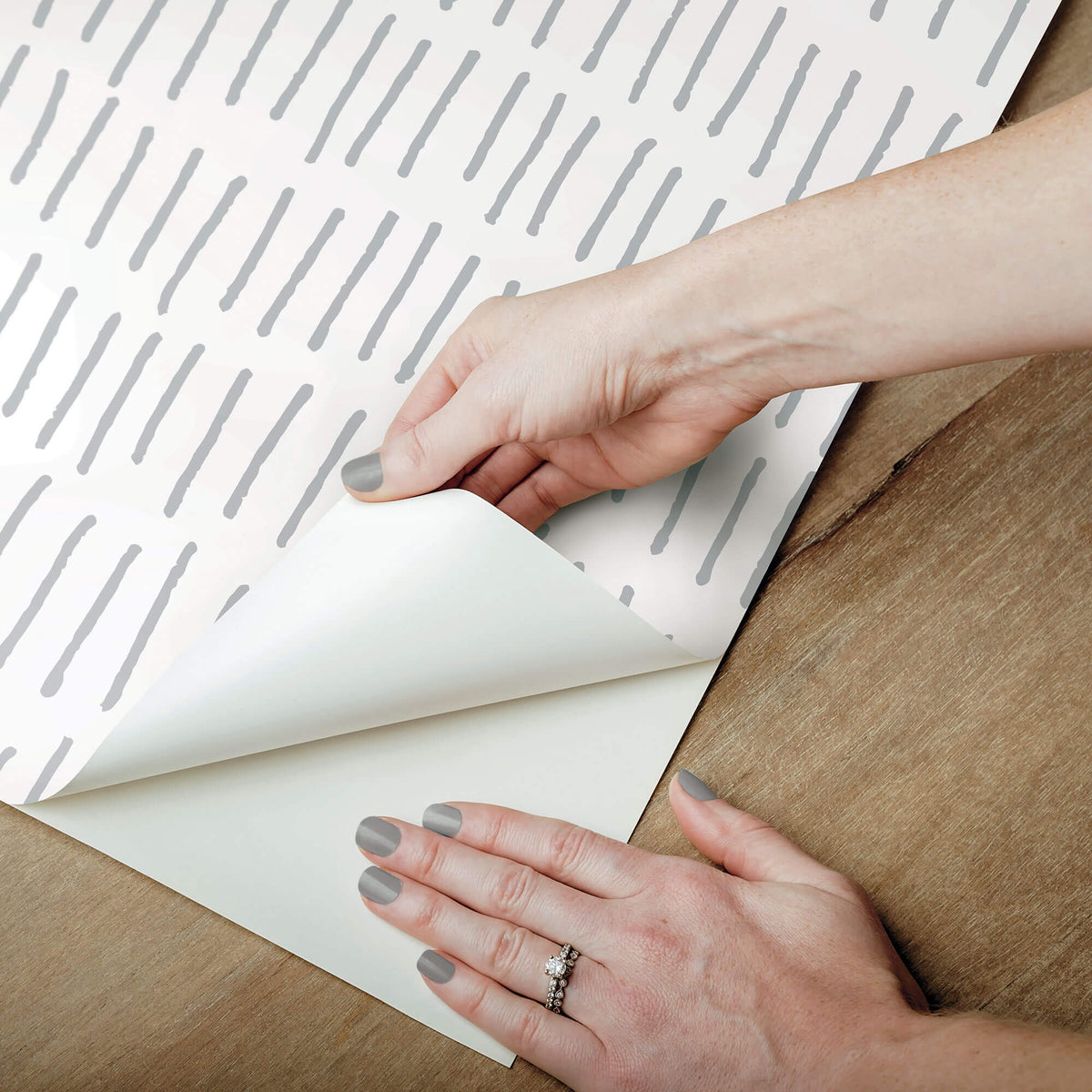 York Tick Mark Stripes Peel & Stick Wallpaper Sample - Gray