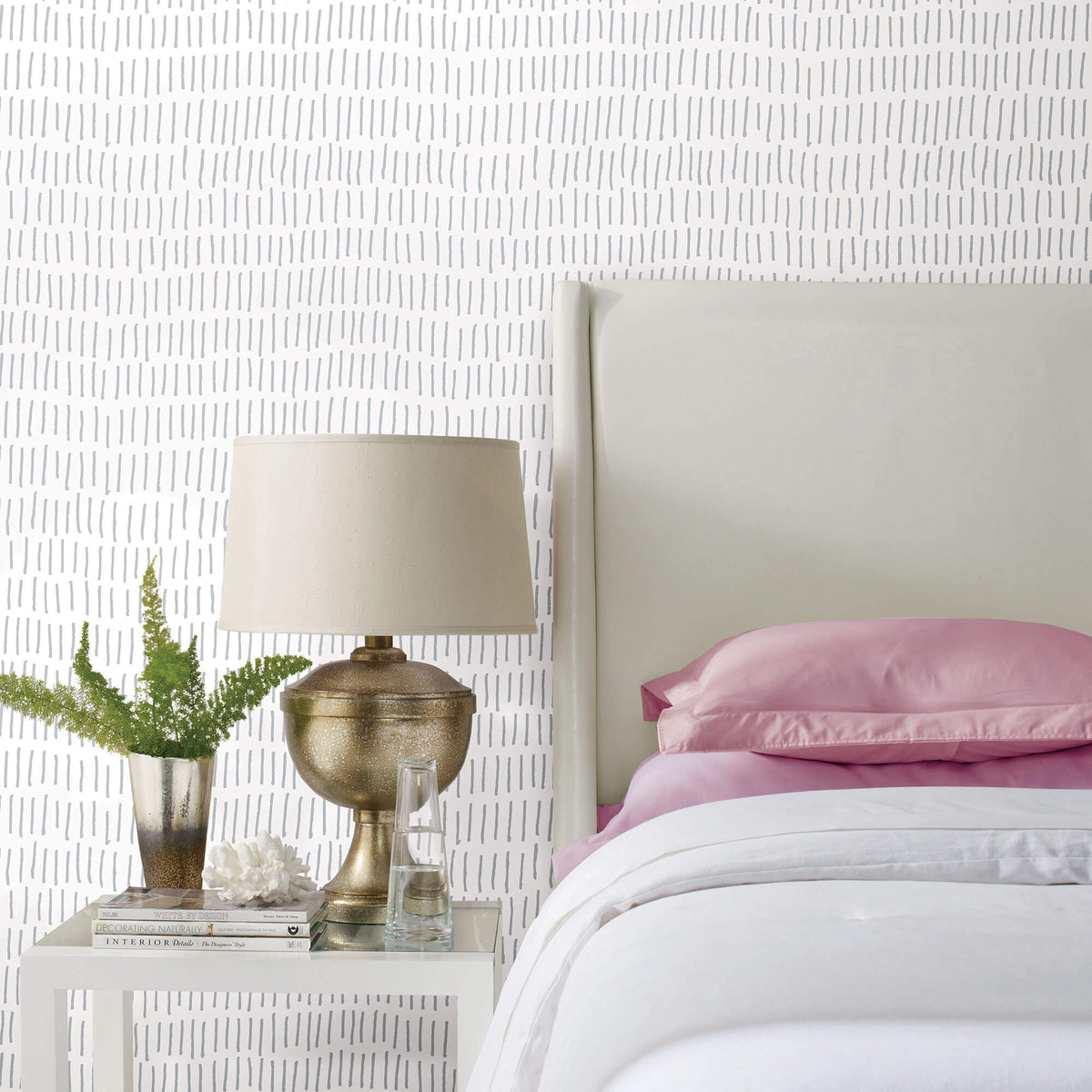 York Tick Mark Stripes Peel & Stick Wallpaper Sample - Gray